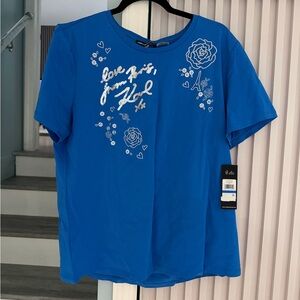 Karl Lagerfeld Blue Floral Graphic Tee